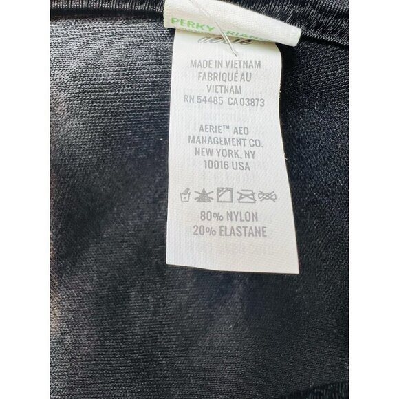 Aerie Black Perky Triangle Bikini Top Halter Tie Back Size Small Padded Classic - Picture 7 of 8